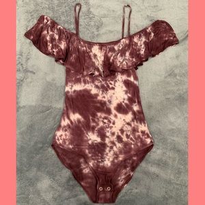 American Eagle Mauve Tie Dye Bodysuit Size Medium